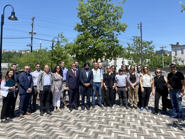 Group photo of representatives from HUD and the Israeli delegation with the mayor of Hoboken, New Jersey.